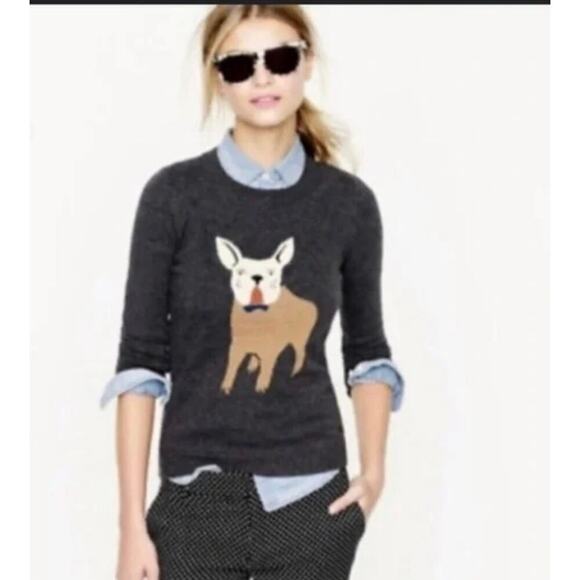 J. Crew Frenchie Bull Dog Sweater Size S - Picture 1 of 7